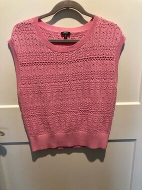 Express Pink Openwork Sleeveless Crew Sweater